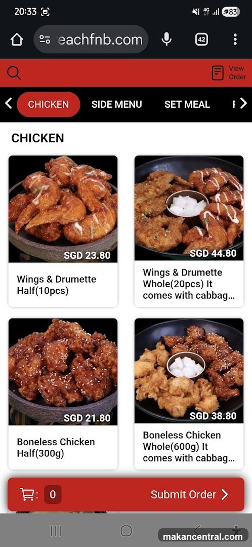 Chicken Menu