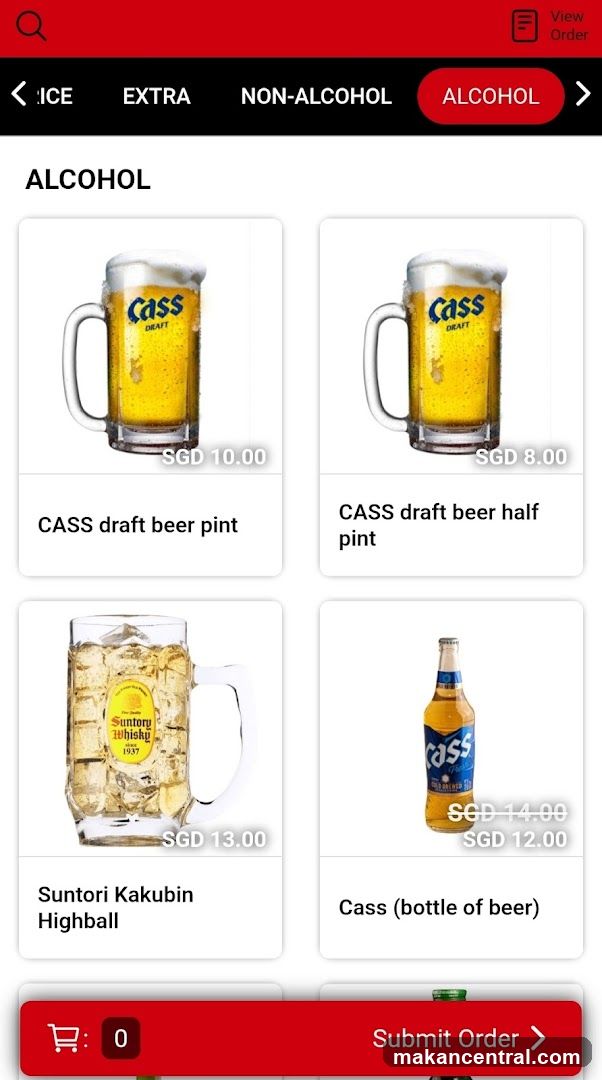 Alcohol Menu