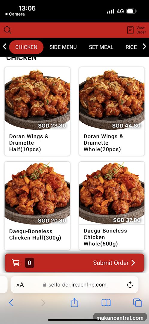 Chicken Menu