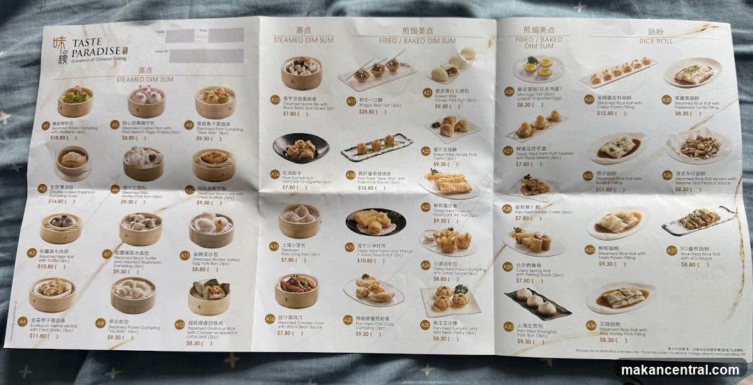 Taste Paradise Menu