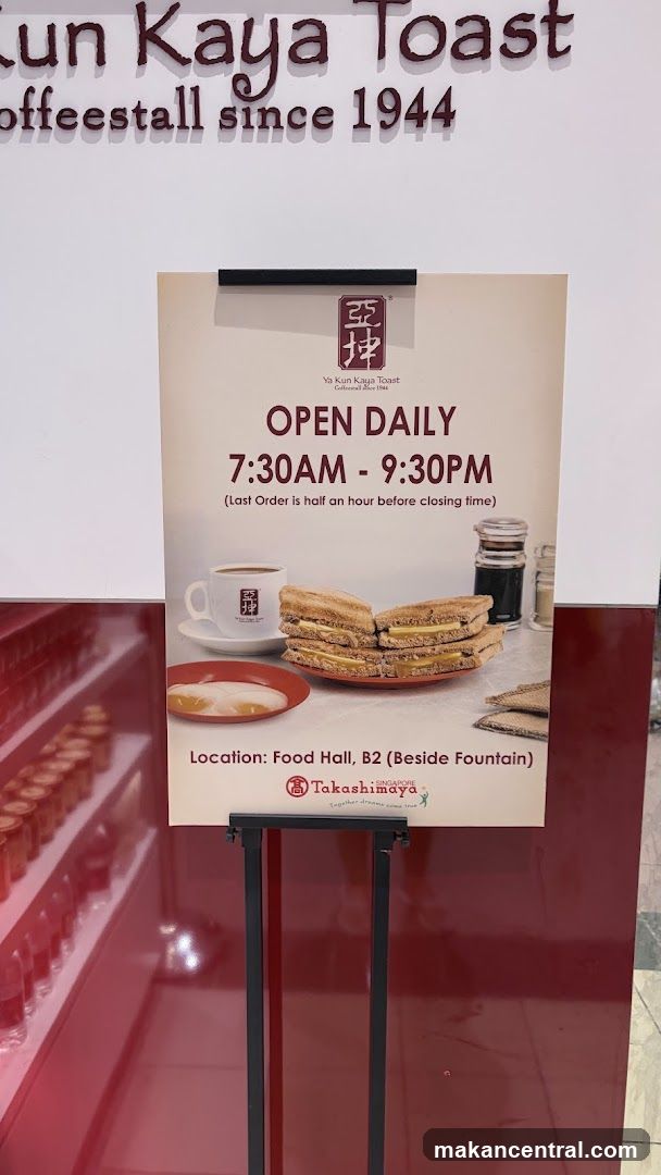 Ya Kun Kaya Toast Opening Hours