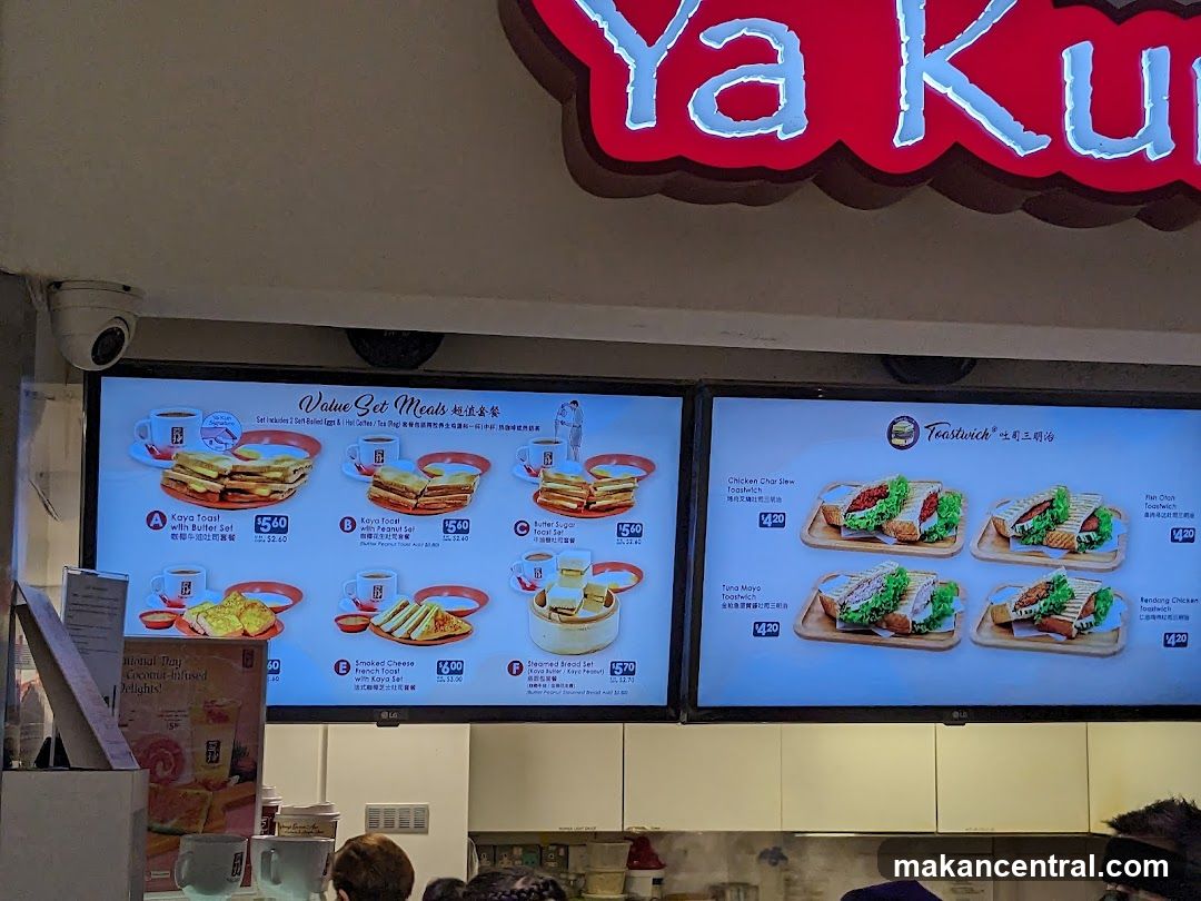 Ya Kun Value Set Meals and Toastwich Menu