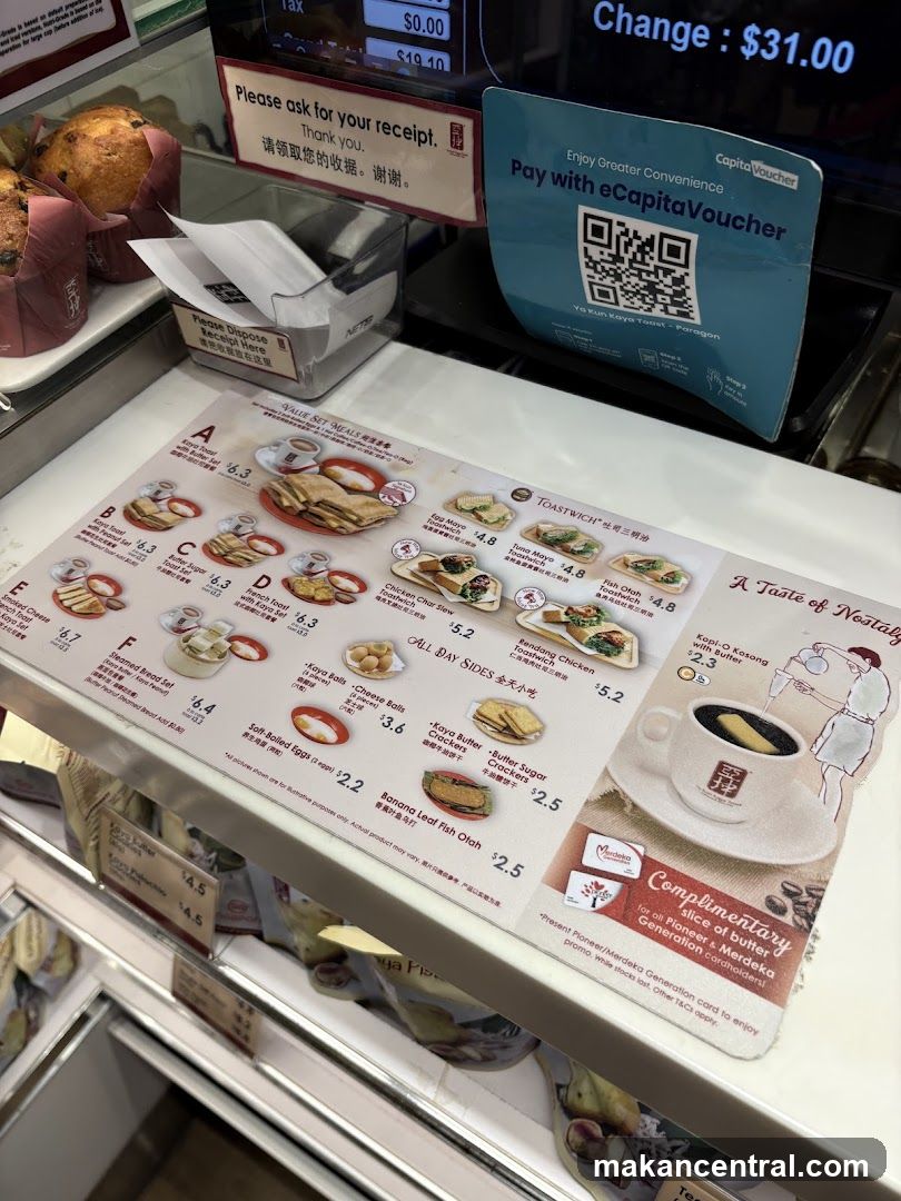 Ya Kun Kaya Toast Menu