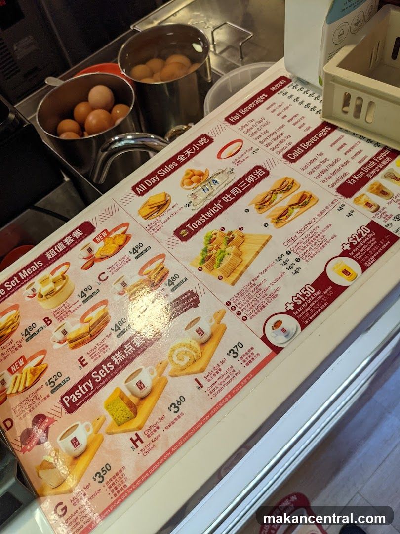 Ya Kun Kaya Toast Menu