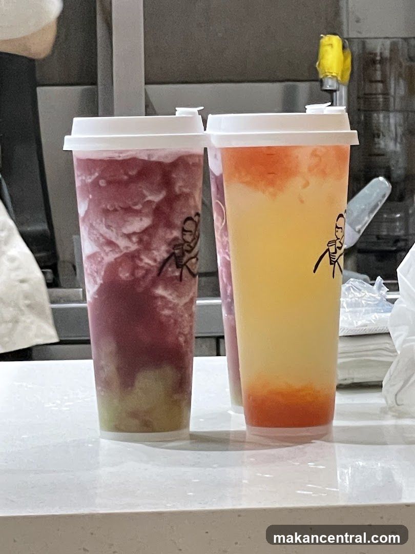 Two colorful drinks