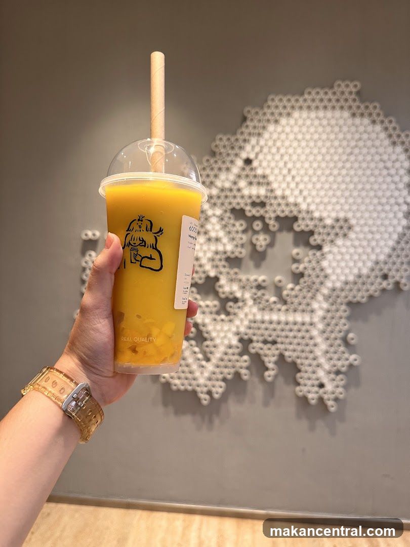 Mango drink with boba