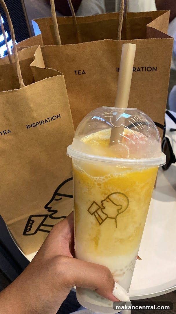 Mango Smoothie with Boba and Paper Bags