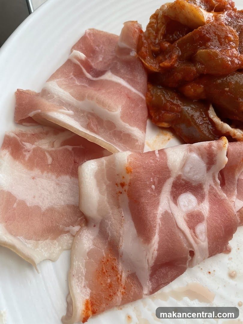 Thinly Sliced Pork Belly and Kimchi