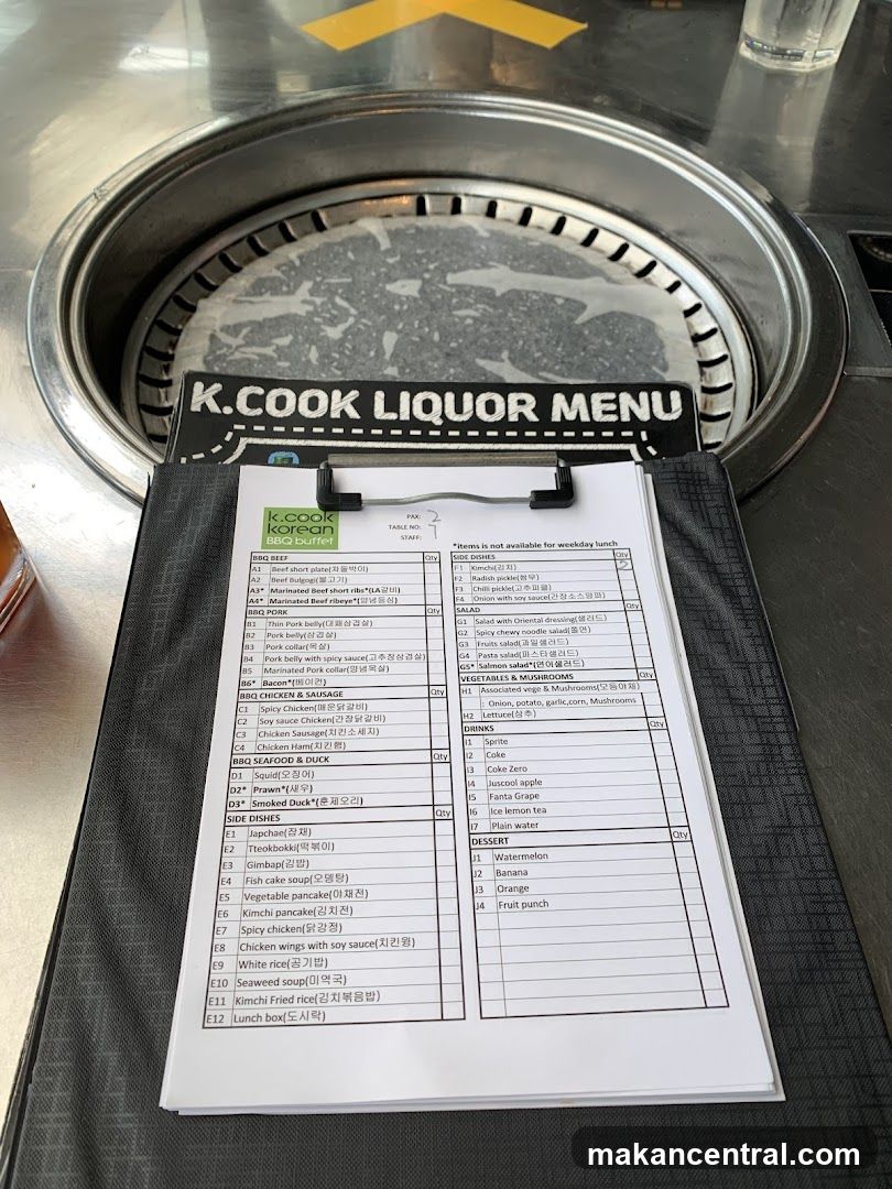 K.COOK LIQUOR MENU