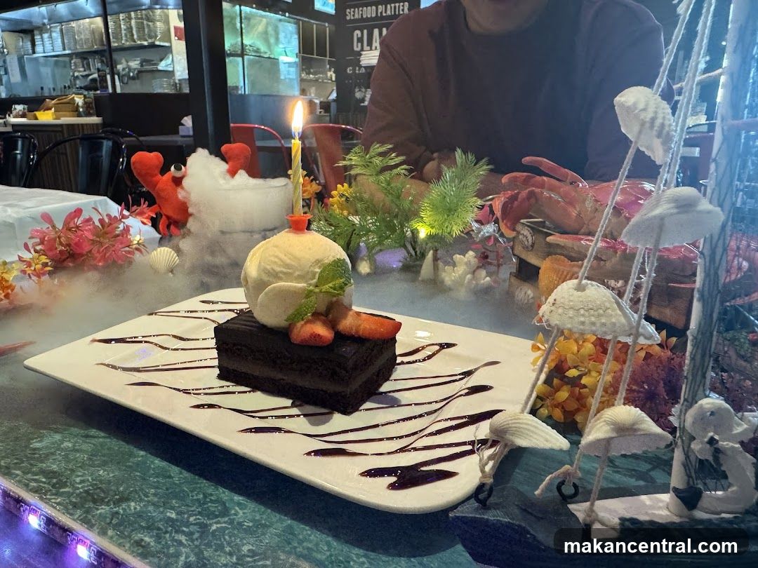 Birthday Dessert with Ice Cream and Chocolate Cake