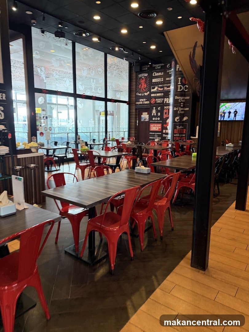 Restaurant Interior with Red Chairs