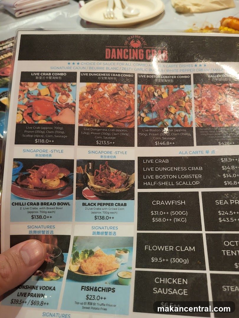 Dancing Crab Menu
