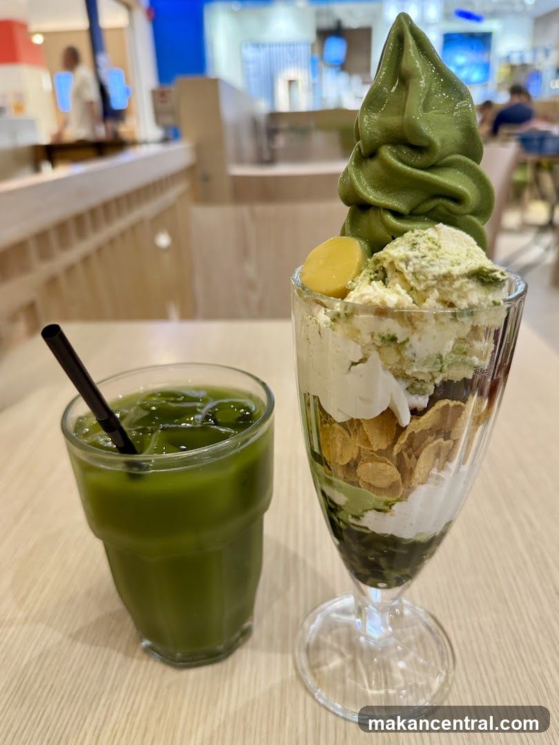 Matcha Parfait and Drink