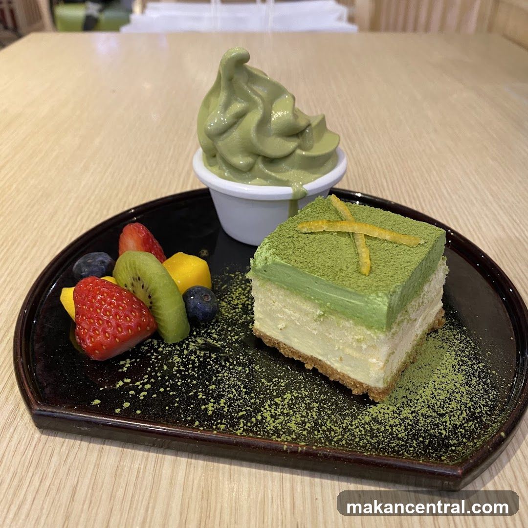 Matcha dessert with fruit