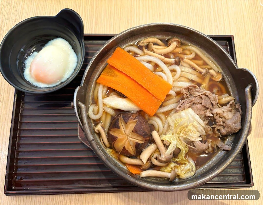Udon Noodle Soup with Beef and Egg