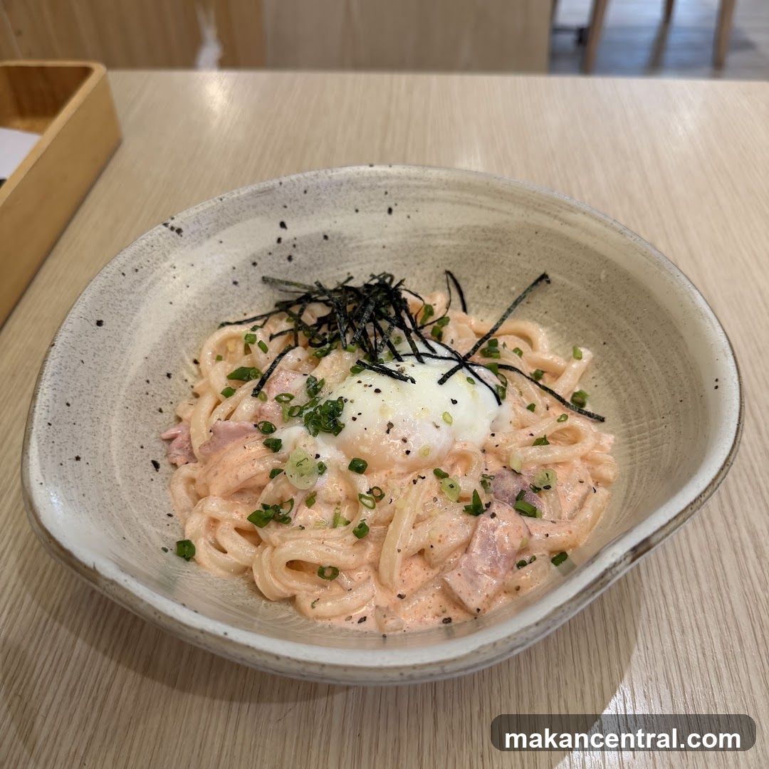 Creamy Udon with Poached Egg