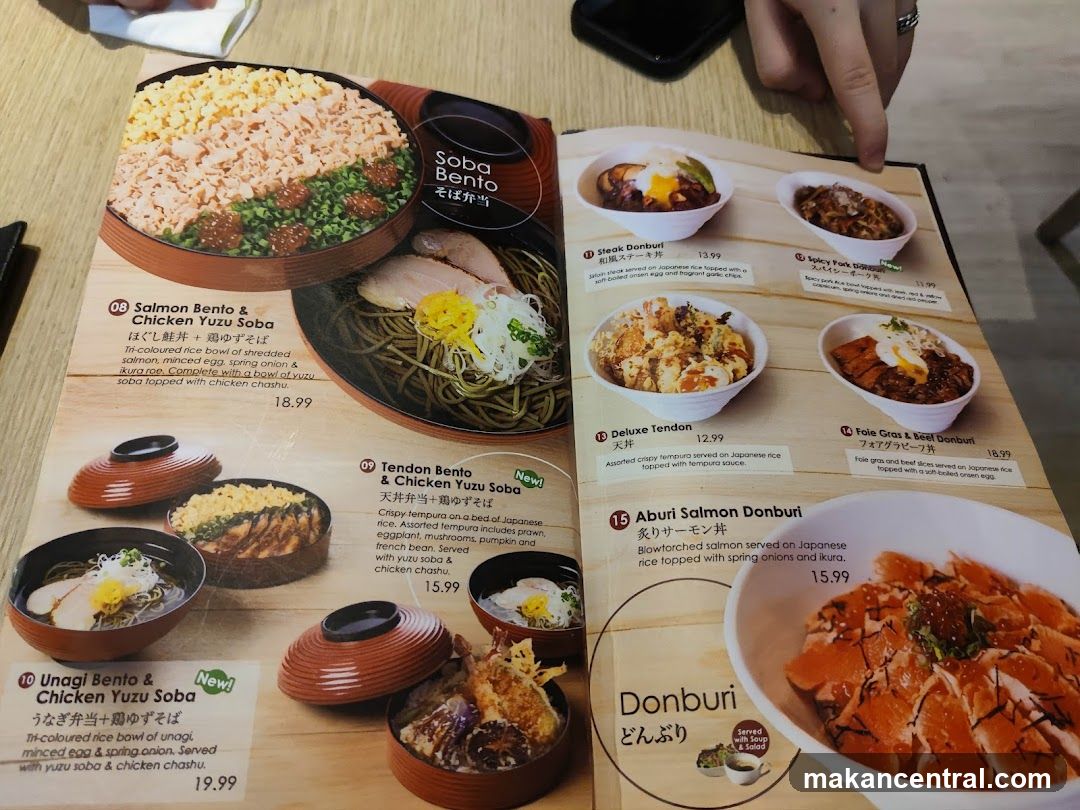 Soba Bento & Donburi Menu