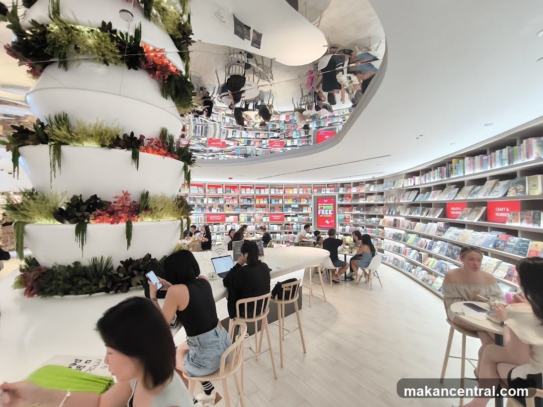 Interior of a bookstore with seating areas