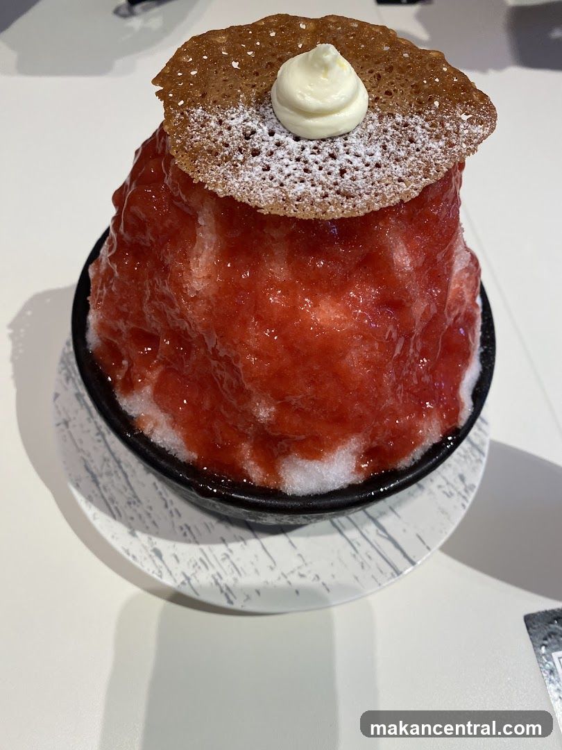 Strawberry shaved ice dessert