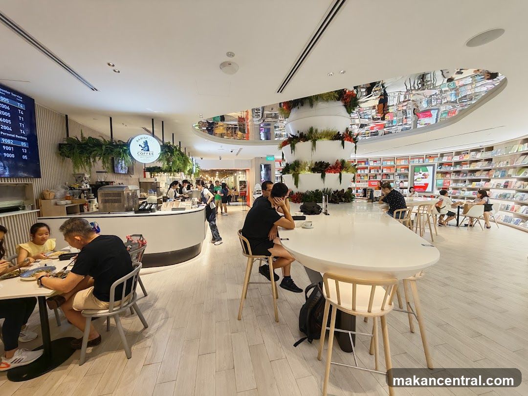 Interior of a coffee shop and bookstore