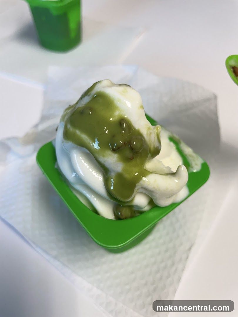 Soft Serve Ice Cream with Green Topping