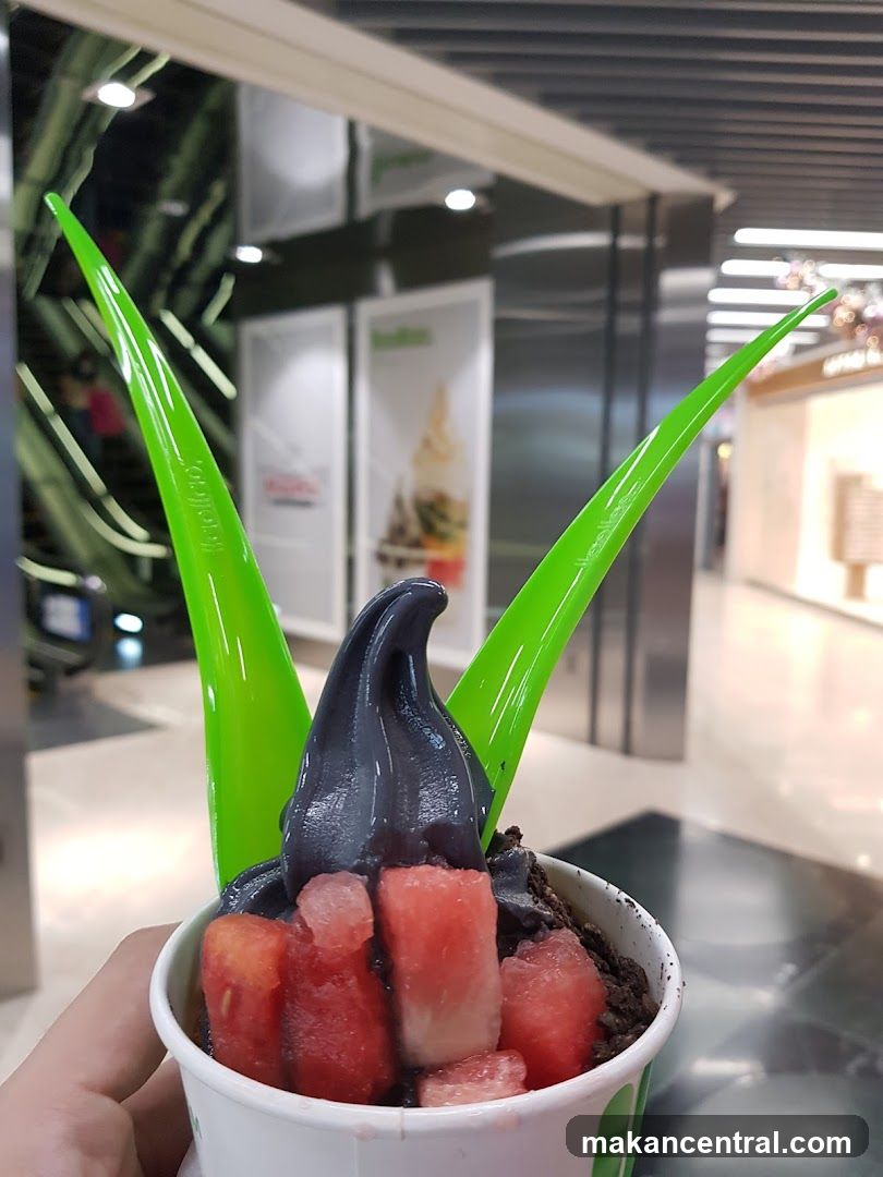 Soft Serve Ice Cream with Watermelon and Cookie Crumble