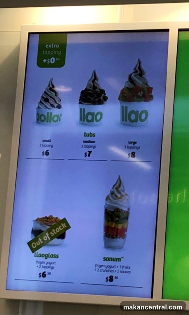 Frozen Yogurt Menu