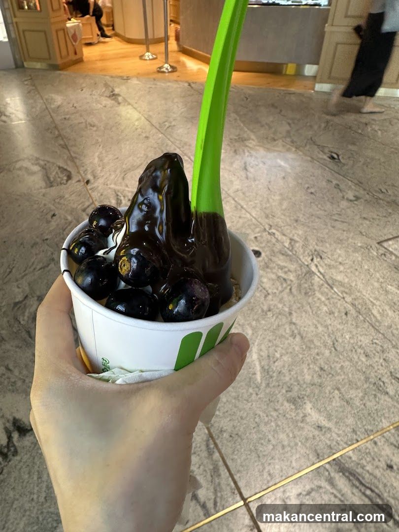 Frozen Yogurt with Chocolate and Grapes