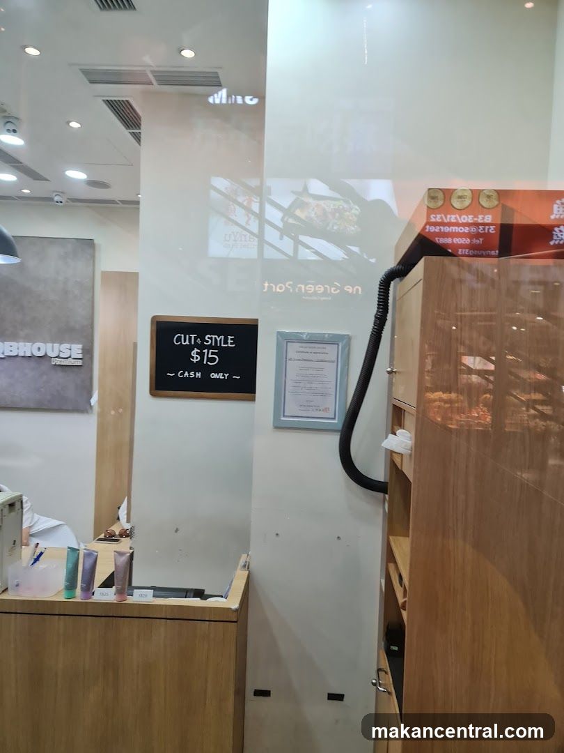 Interior of a shop with a price list