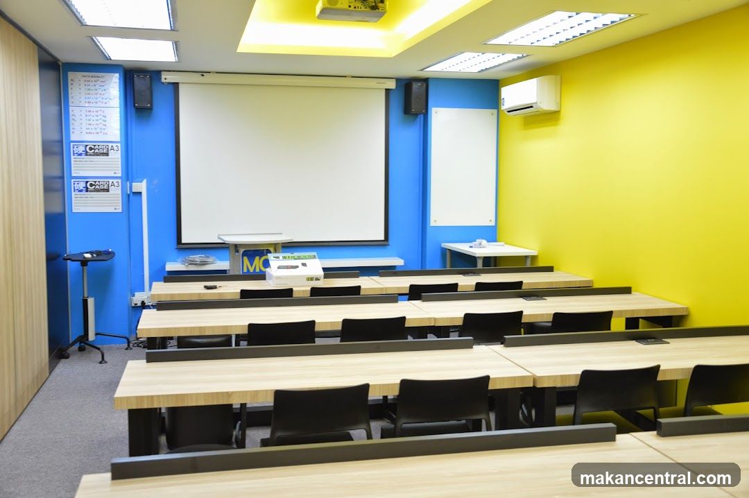 Classroom with projector and desks