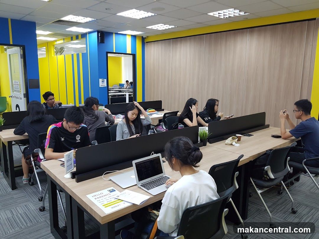 Students studying in a brightly lit room