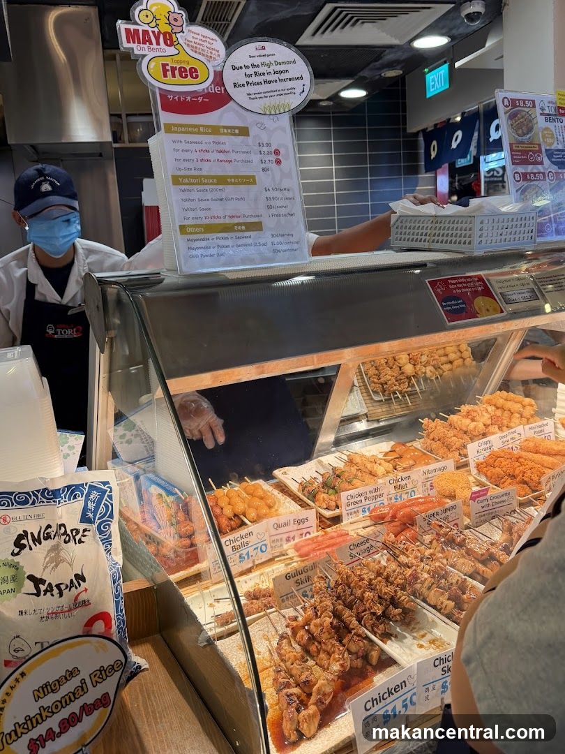Japanese Skewers and Rice Display