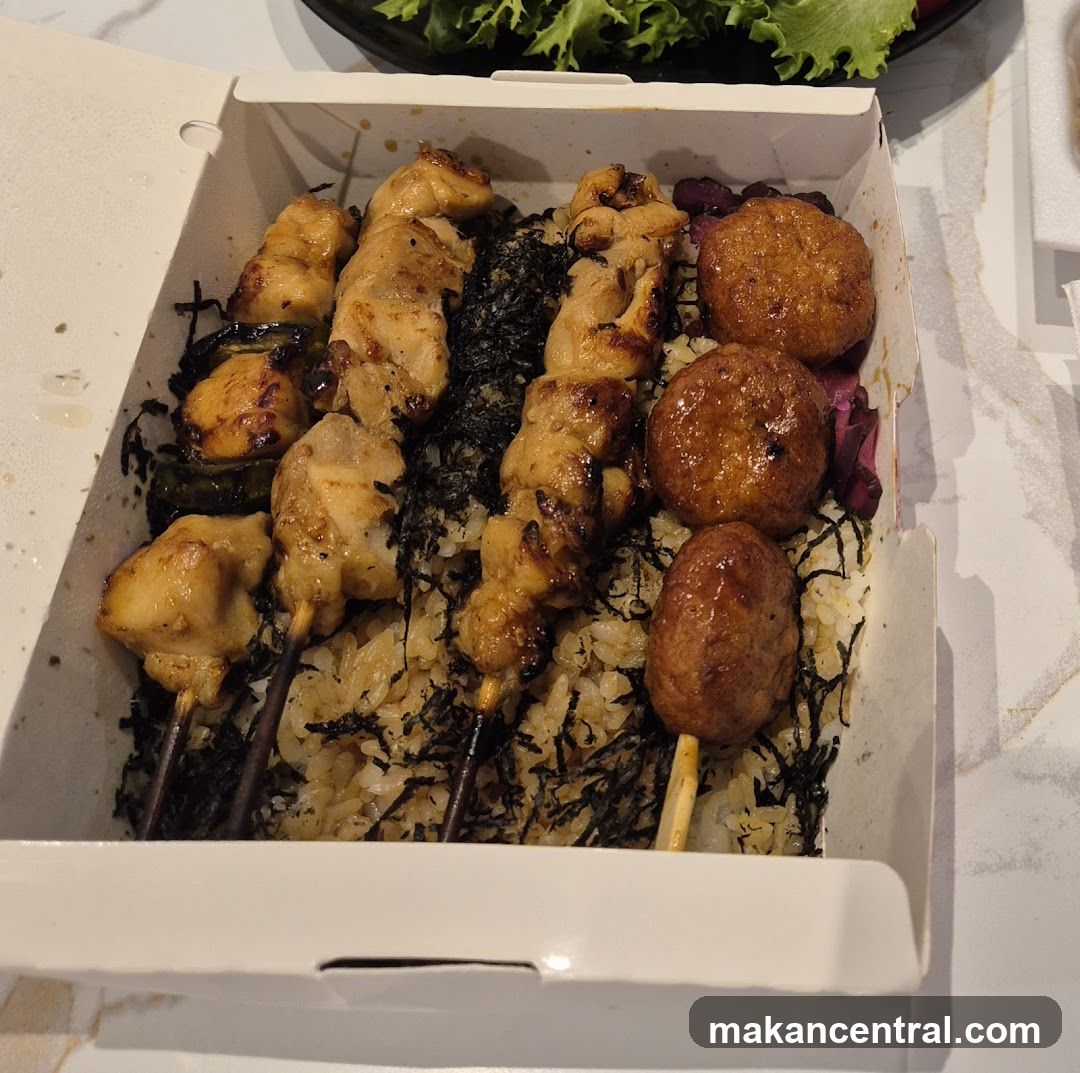 Bento Box with Skewers and Rice