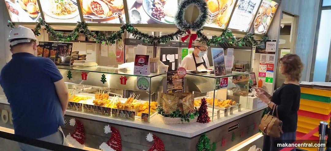Food counter with Christmas decorations