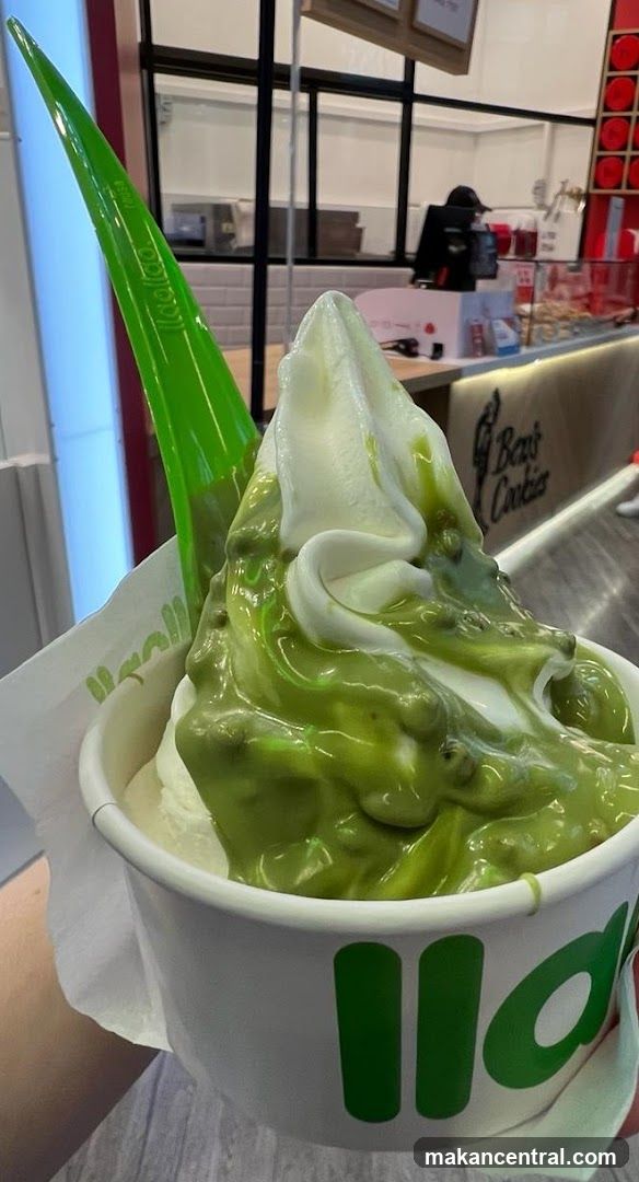 Soft Serve Ice Cream with Green Topping