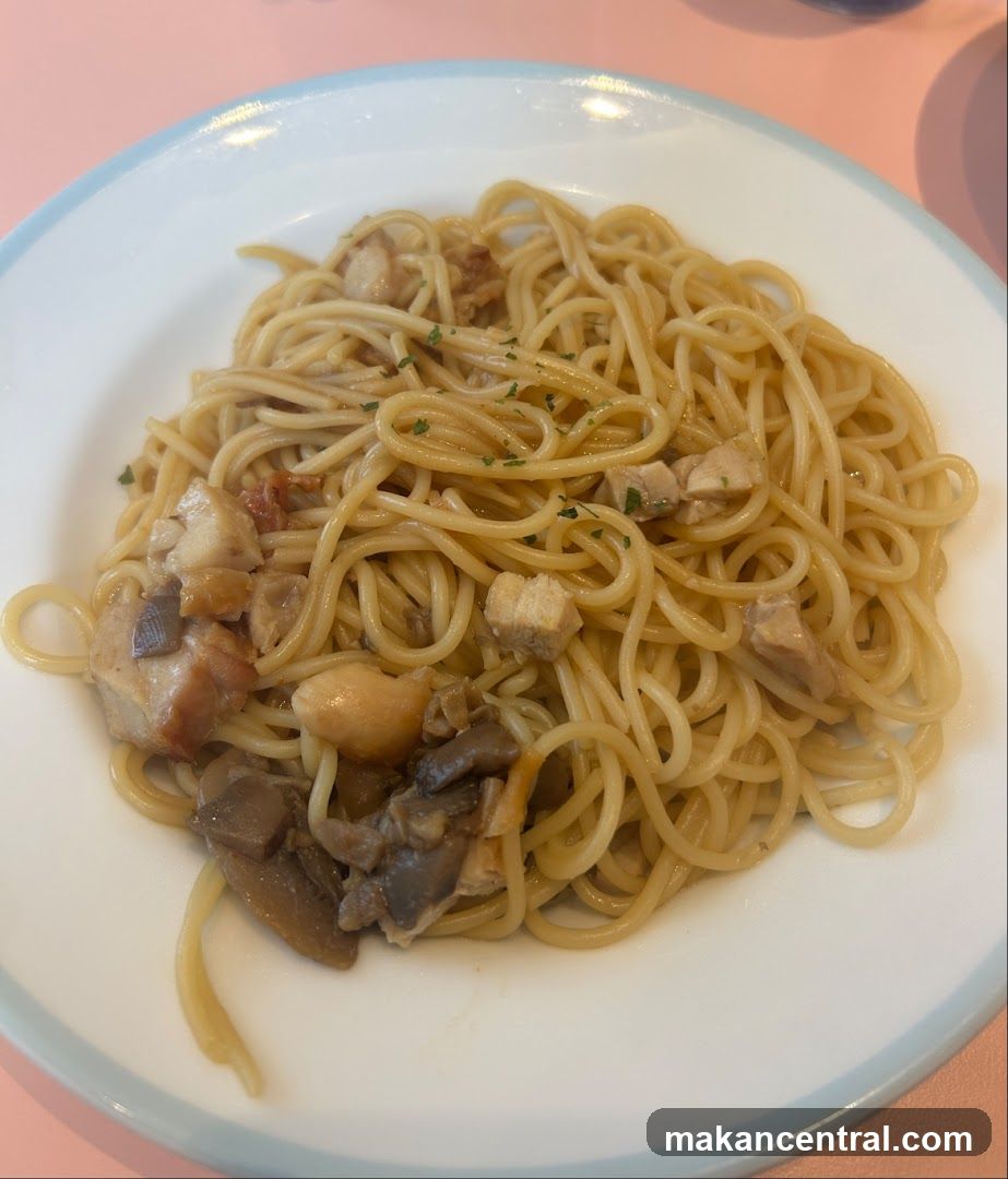 Spaghetti with Chicken and Mushrooms