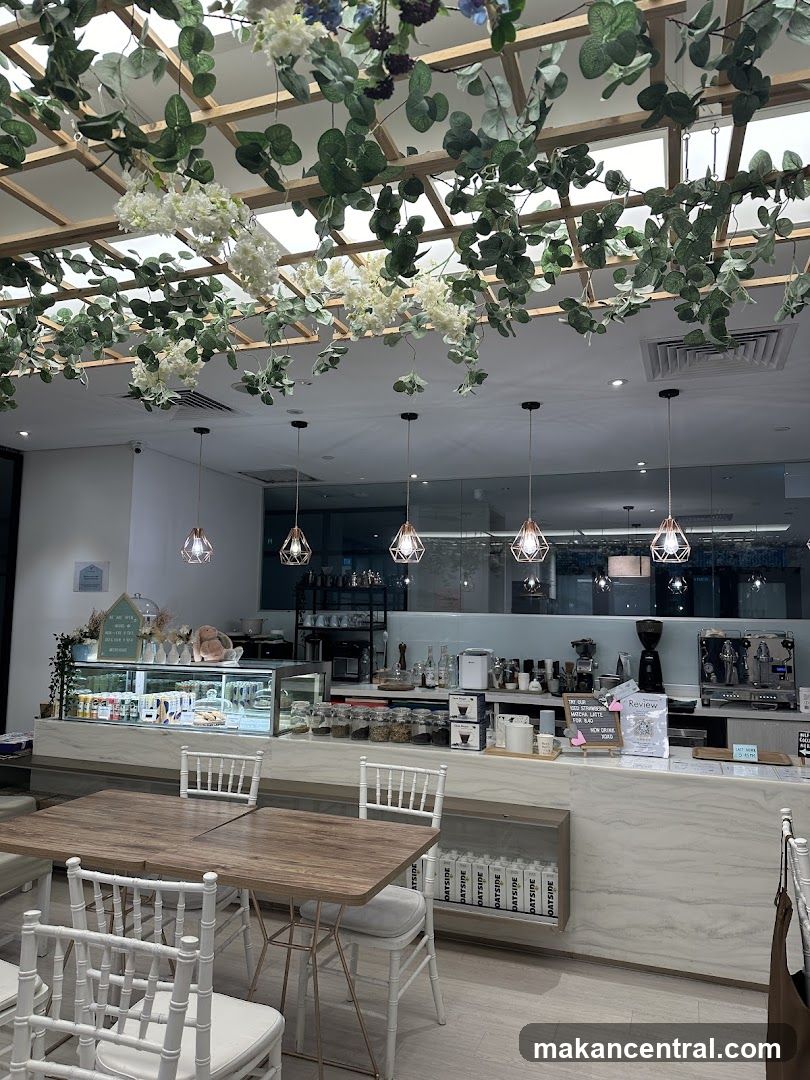 Cafe Interior with Floral Decor