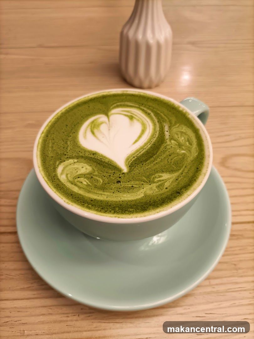 Matcha Latte with Heart Art