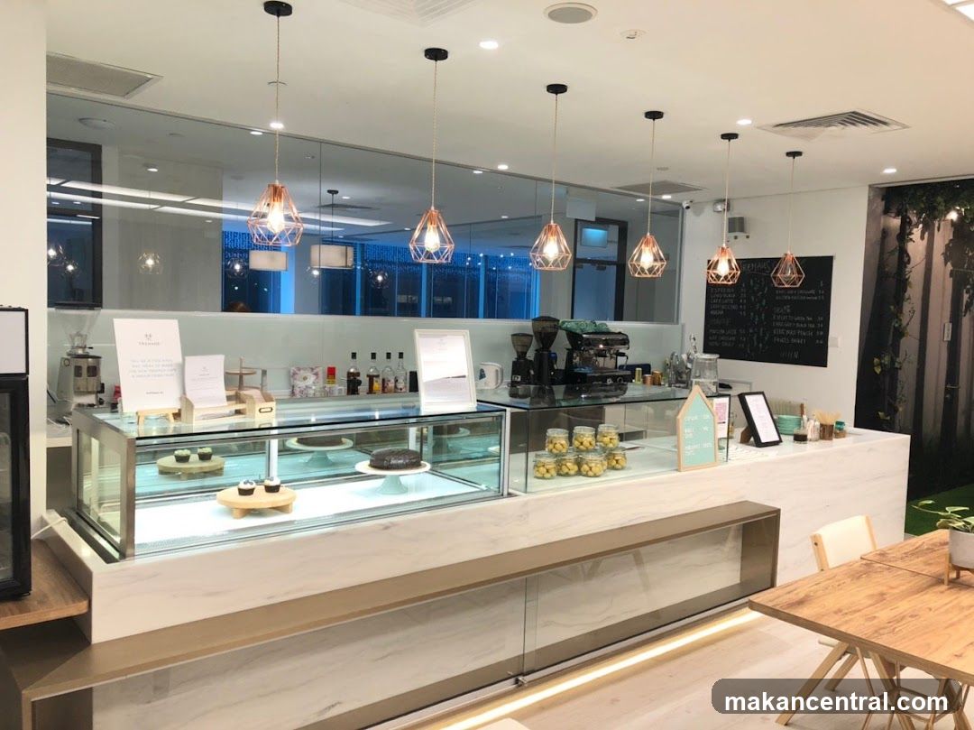 Cafe Interior with Display Cases