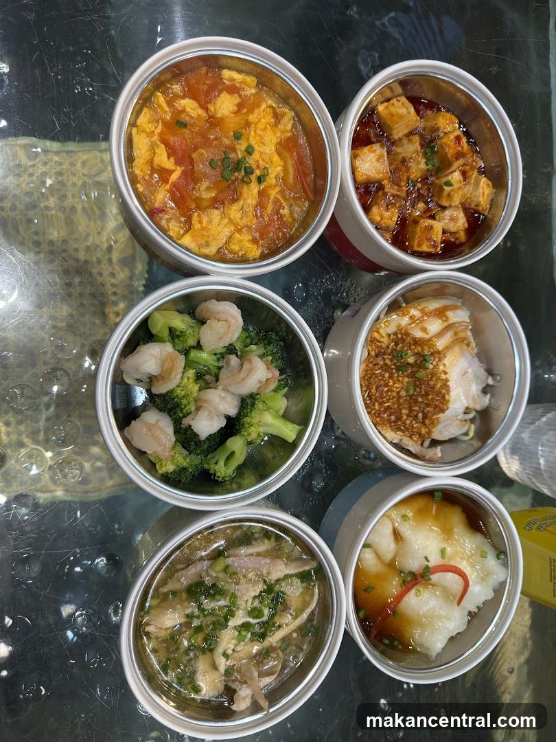Six Small Bowls of Food