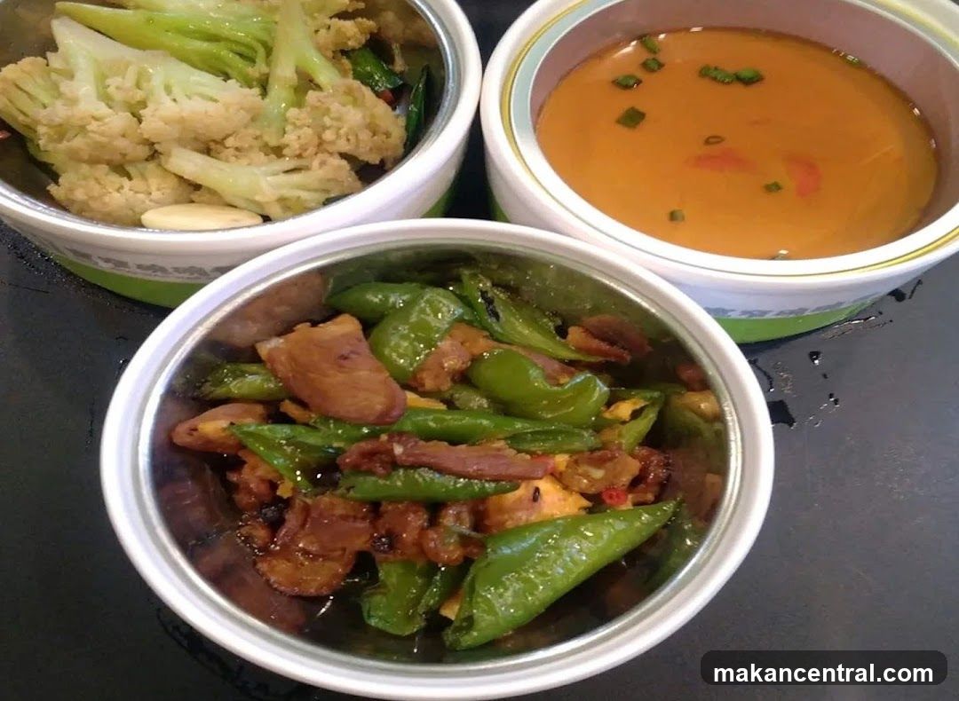 Three bowls of food