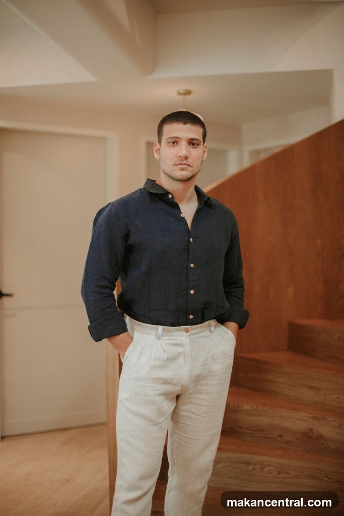 Man in Linen Outfit