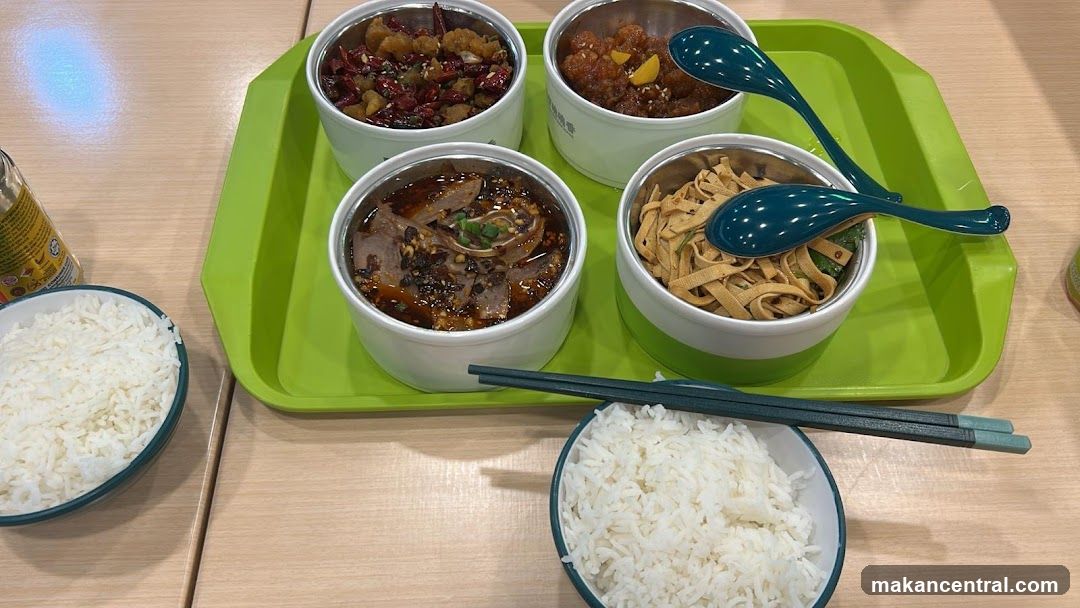 Four Bowls of Food with Rice
