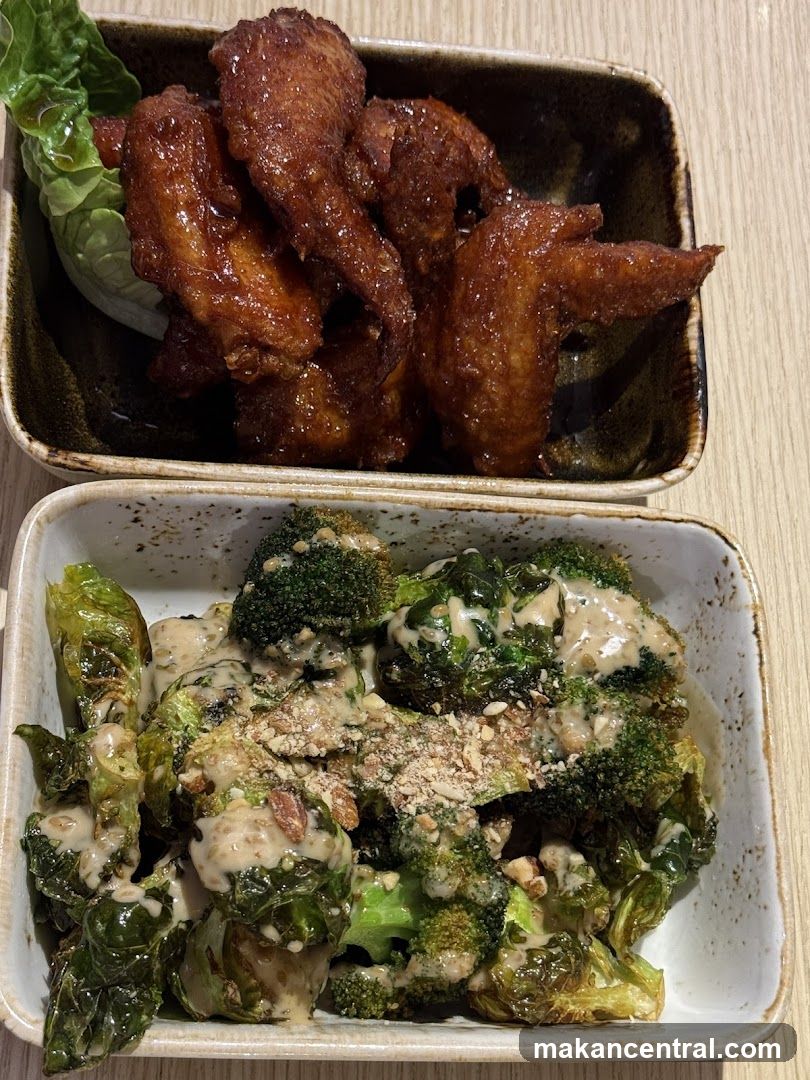 Chicken Wings and Broccoli with Brussels Sprouts