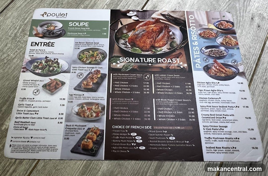 Poulet Menu