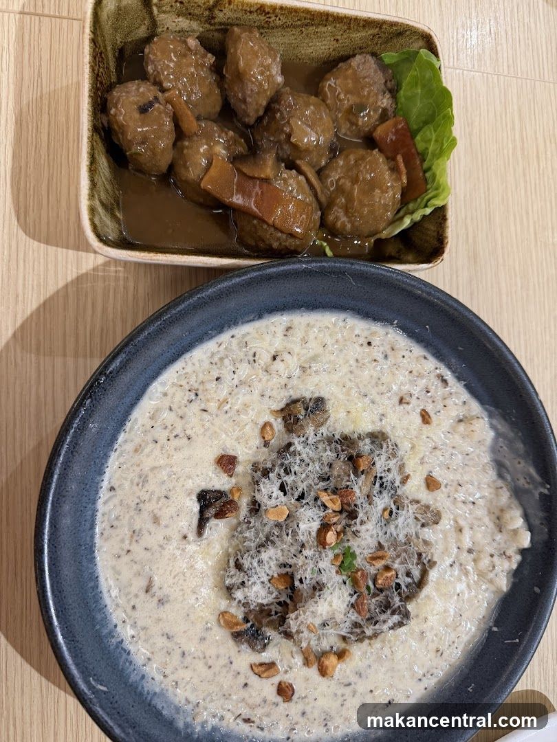 Mushroom Risotto and Meatballs