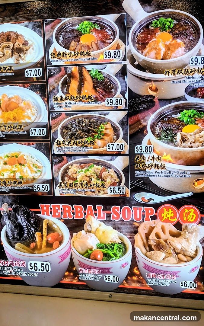 Claypot Rice and Herbal Soup Menu