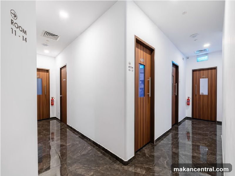 Hallway with multiple doors