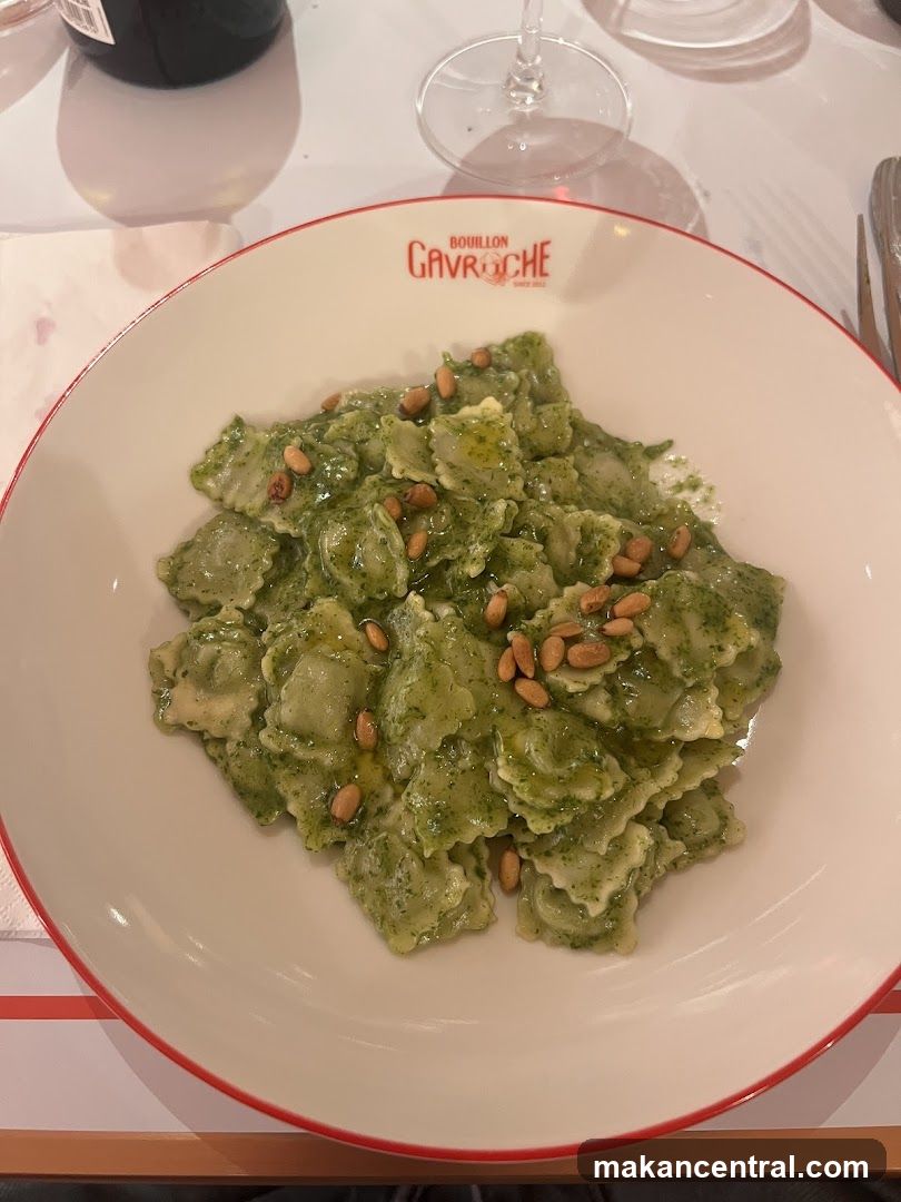 Ravioli with Pesto and Pine Nuts
