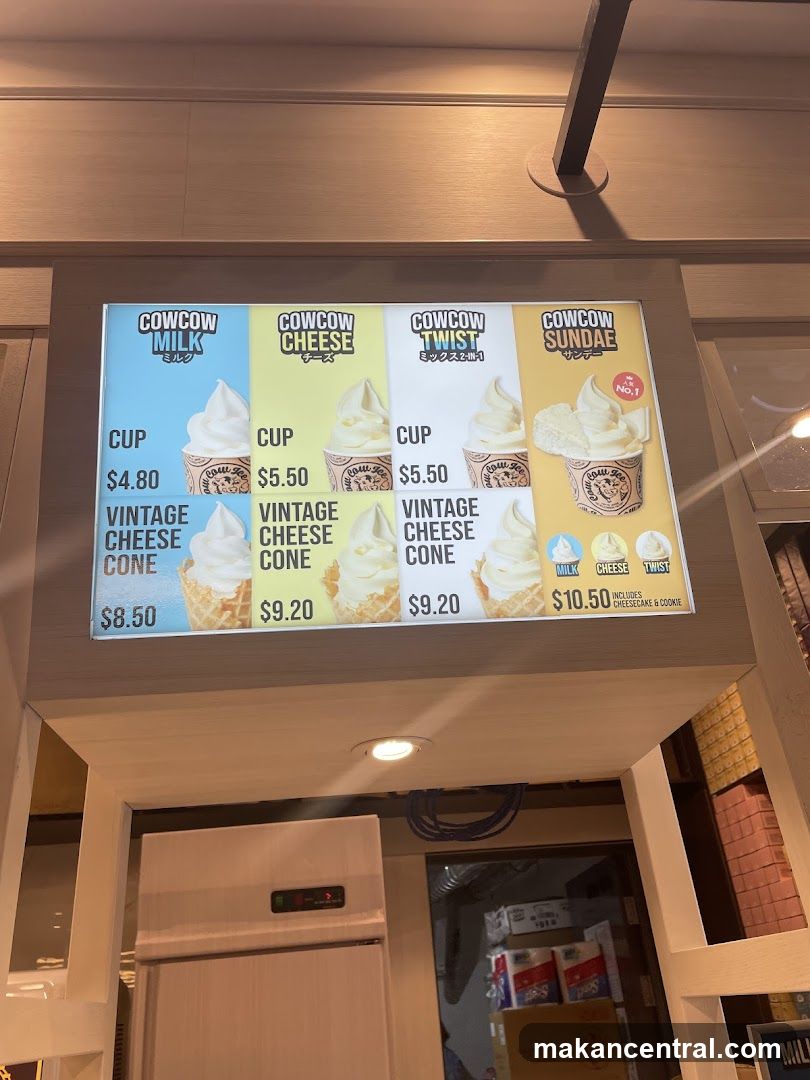 Cowcow Ice Cream Menu